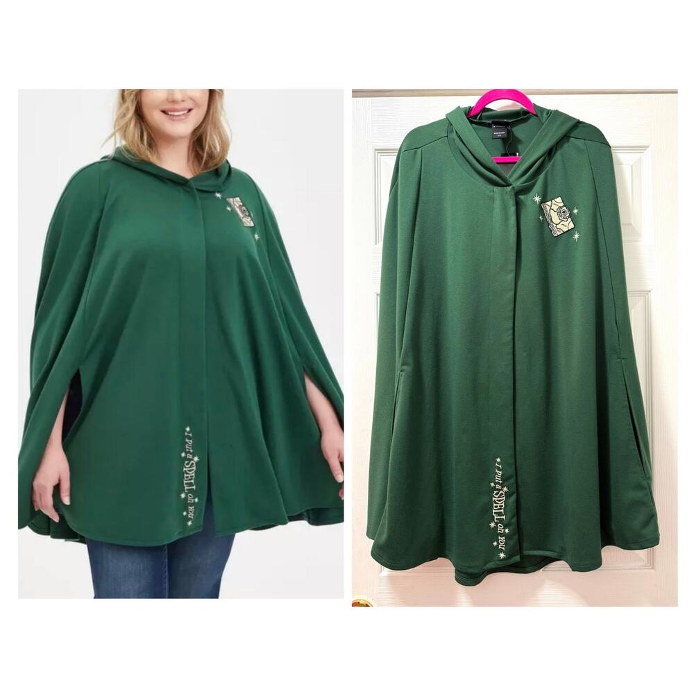 Torrid Size 00/0 New Green Disney Hocus Pocus Hooded Punk Gothic Spell Cape Coat